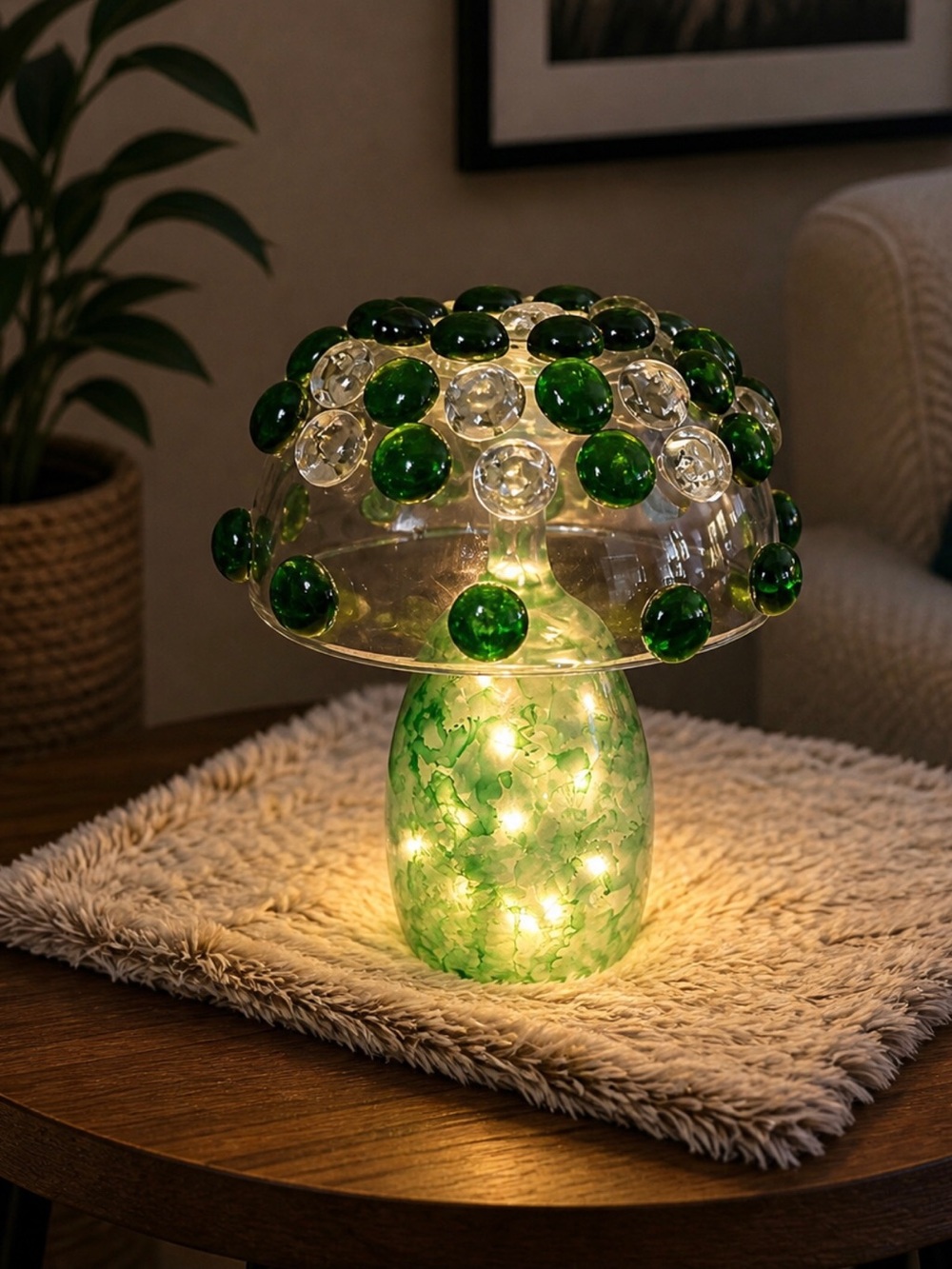 Handmade jeweled glass beaded mosaic glam accent decor